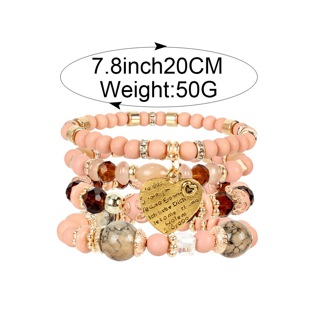 Fashion Heart Pendant Beaded Bracelet display picture 1