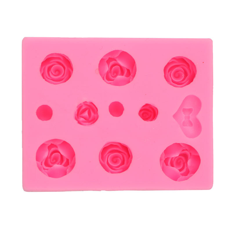 Tridimensional Rosa amor pequeña flor hornear fondant molde de silicona chocolate arcilla epoxi Decoración Accesorios en stock