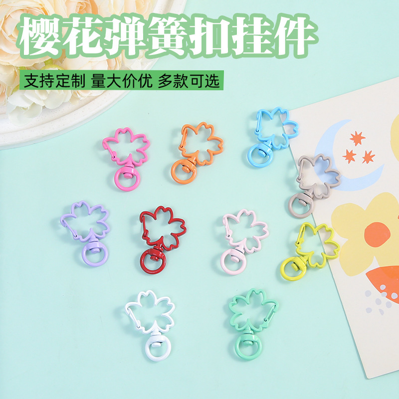 New Colorful Zinc Alloy Cherry Blossom Spring Buckle DIY Keychain with Ring Connection Open Ring Pendant Pendant Material New Colorful Zinc Alloy Cherry Blossom Spring Buckle DIY Keychain with Ring Connection Open Ring Pendant Pendant Material