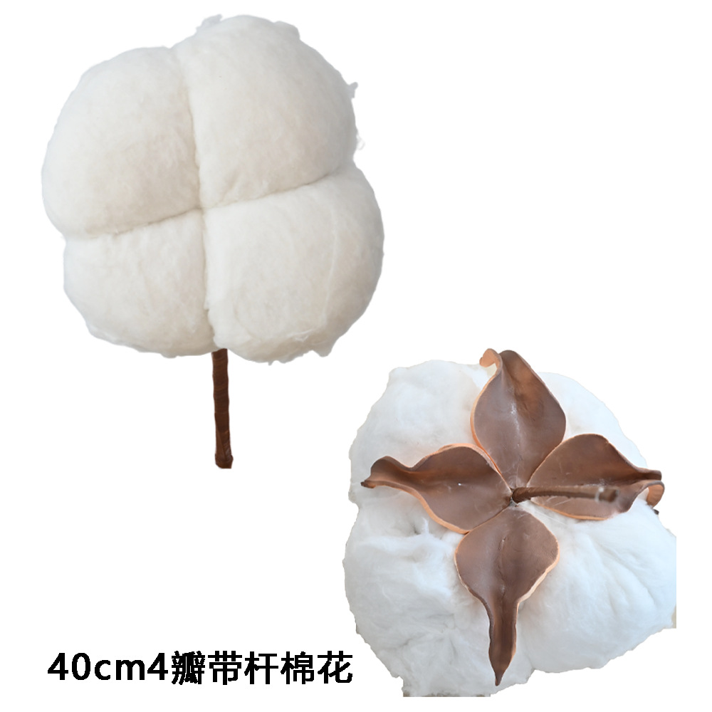 Blanco 4 pétales con palo de algodón 40cm