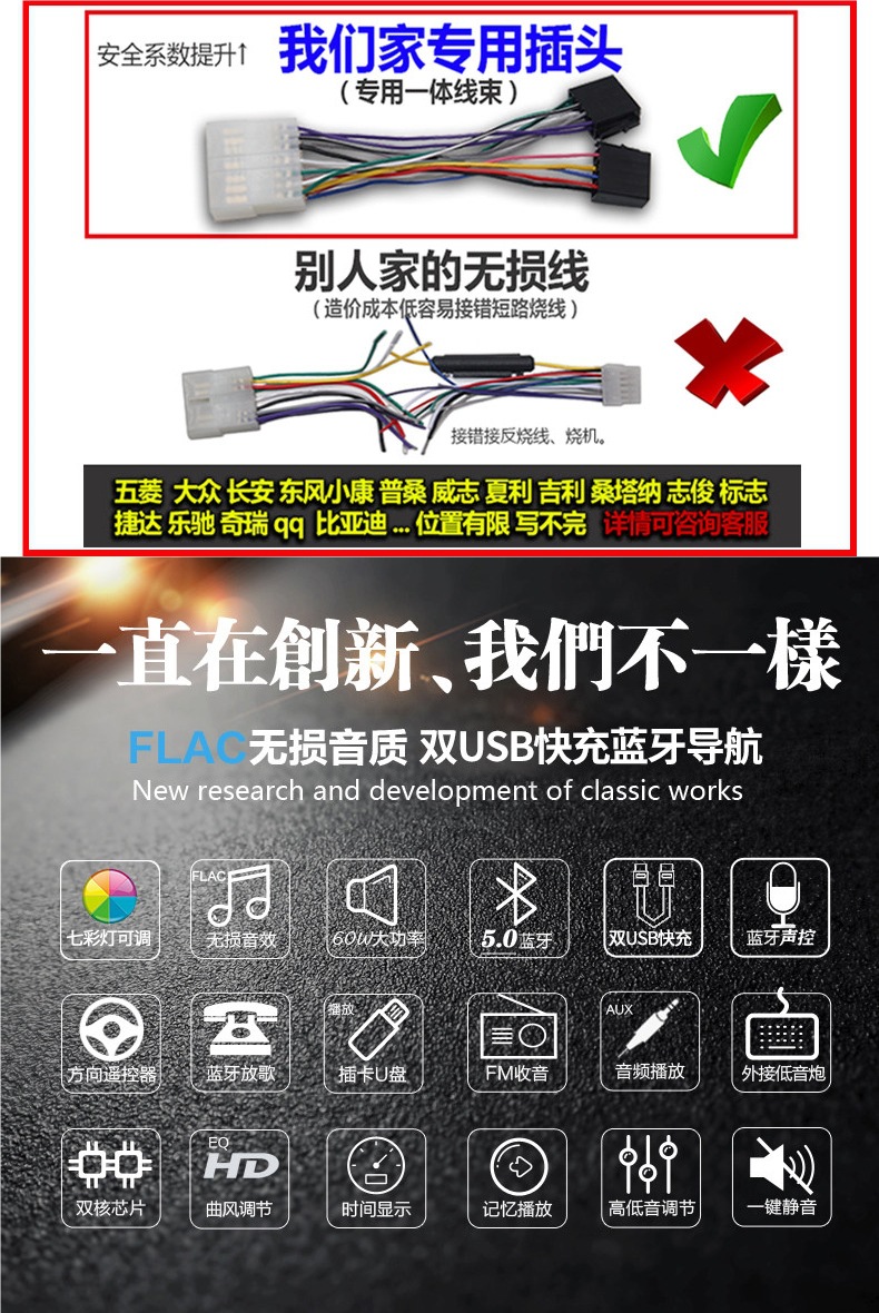 Car Radio Universal 12V/24V Audio System Bluetooth Mp3 Player Wuling Truck Car Cd Card Player