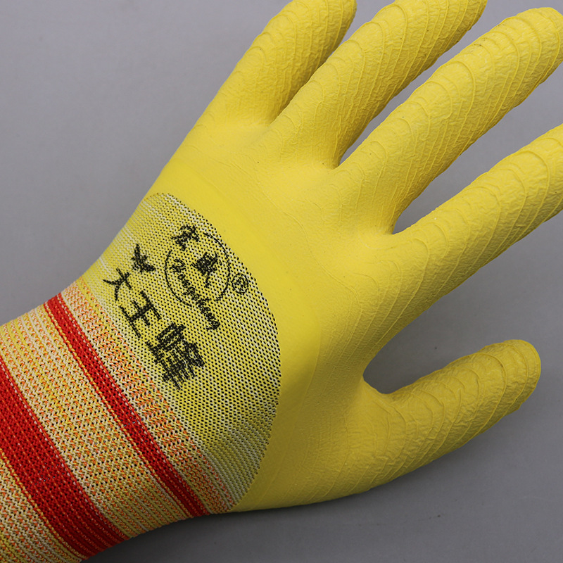 espesar hilo de algodón resistente al desgaste antideslizante al por mayor trabajo seco guantes de protección laboral industrial trabajo antideslizante látex impregnado guantes de construcción