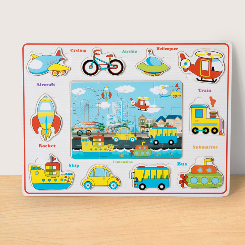 Entrenamiento de concentración de madera para niños, rompecabezas cognitivo tridimensional, juguetes, juegos de mesa a juego, rompecabezas de animales, tablero de rompecabezas tridimensional