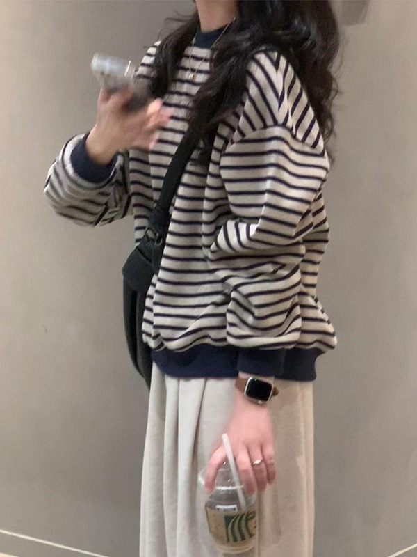 针织条纹内搭打底衫女早秋季2025新款巨好看长袖t恤上衣chic穿搭|undefined