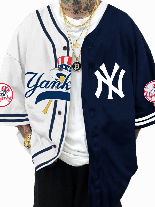 24NFL Baseball Suit Youth Sportswear European and American plus size V-Neck Short Sleeve Jacket Amazon Explosions Yankees Jacket