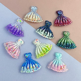 树脂细闪双色夜光婚纱裙卡47×41MM手机壳梳美妆包盒DIY饰品配件