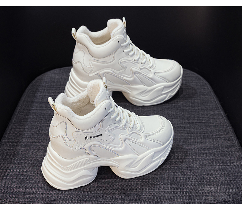 Giày sneaker nữ đế dày tăng chiều cao phong cách thể thao — Đen lót lông 5351-1, Đen lót đơn 5353, Be lót lông 5351-1, Be lót đơn 5351 chi tiết 15