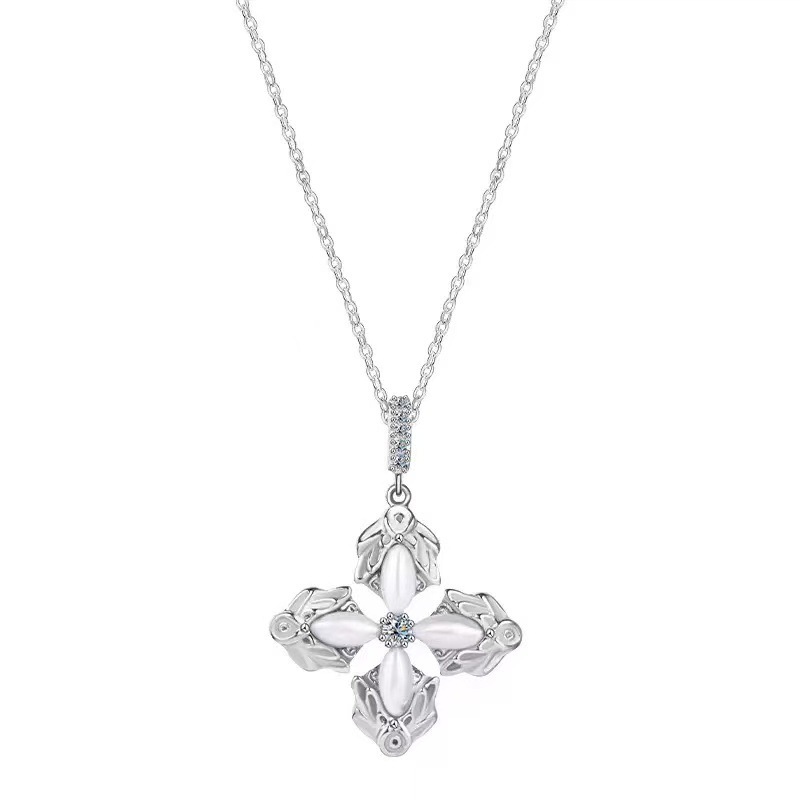 Xiaomi Bead Cross Necklace Four Leaf Clover Chain Gold Necklace_voghion.com