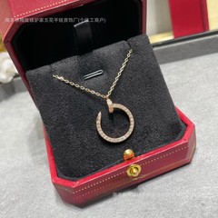 卡家钉子系列满钻项链镀18K镶钻CNC精雕吊坠锁骨链送女友跨境热销