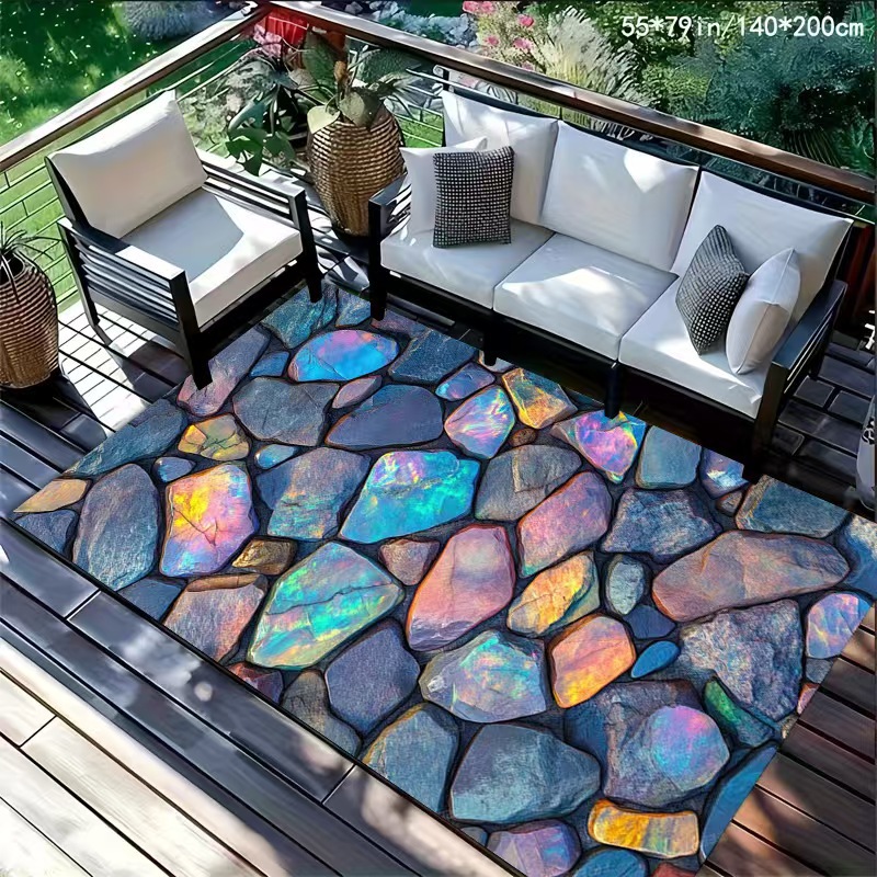 Marmoroptik Flurmatte Kristall Samt Wohnzimmer Teppich Schmutzabweisend_voghion.com