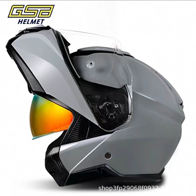 Gsb362 Electric Scooter Helmet Dual-Lens Flip-Up Helmet for Men and Women, Motorcycle Bluetooth Full-Face Helmet, Suitable for All Seasons (Motorcycle Helmet Headset) - cool-gray-cycling-gift-pack-brand-exclusive-m-54-55-if-your-face-is-widefat-take-one-size-larger