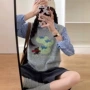 宽松无袖春秋季灰色毛衣