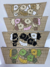 新拉菲草绣花图案编织鞋面半成品