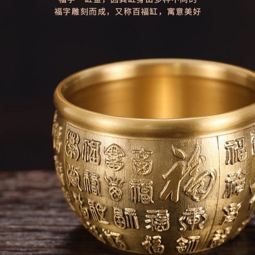 Brass embossed Baifu cylinder home furnishings with blessing character decorations office desk gifts crafts creative designs