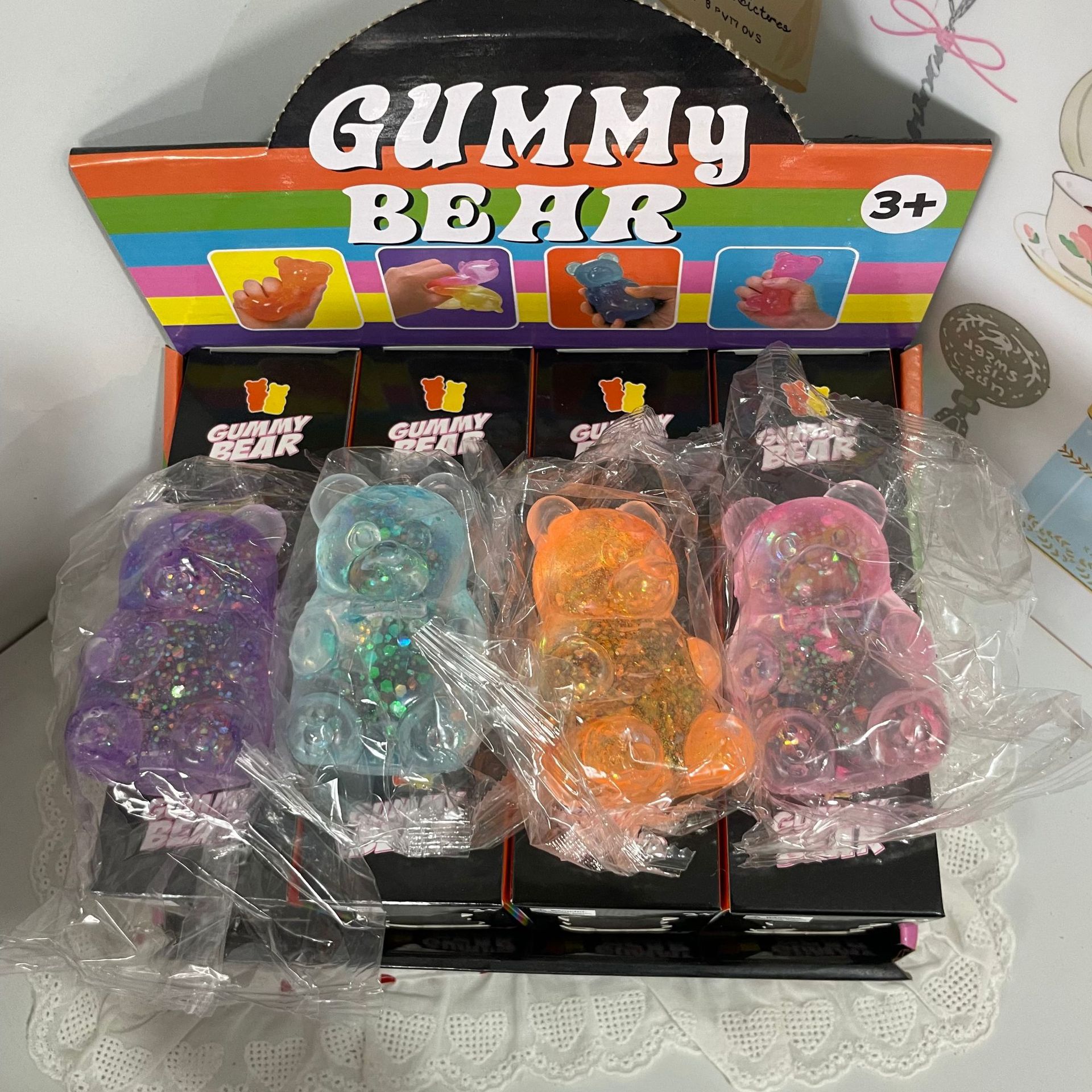 Maltose glitter bear candies [four-color mix] - opp packaging