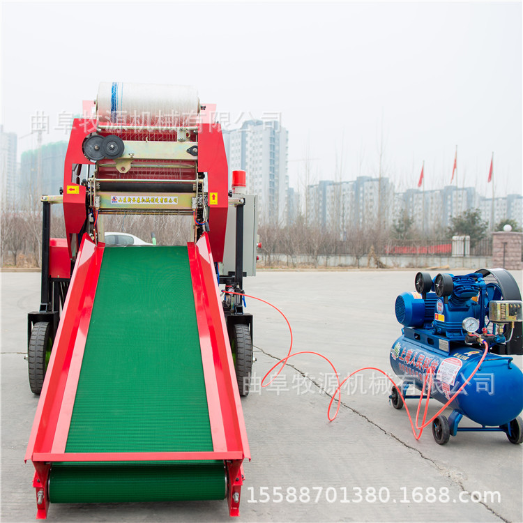 全自动青储打包机 新圣泰青饲料秸秆打包机 秸秆发酵裹包机