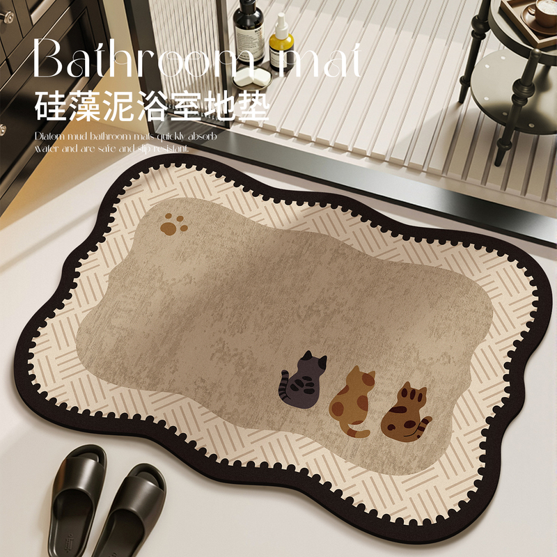 Zhongguotong Bathroom Floor Mat, Bathroom Diatom Mud Water-Absorbent Quick-Drying Carpet, Toilet Door Non-Slip and Stain-Resistant Foot Mat
