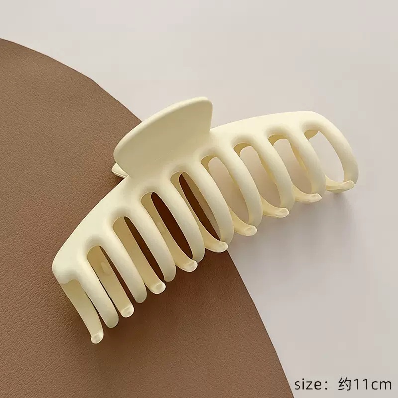 Milk Brown simple clip de tiburón horquilla hembra Cabeza trasera updo clip de pelo cabeza de plástico grande pinza de pelo tocado horquilla