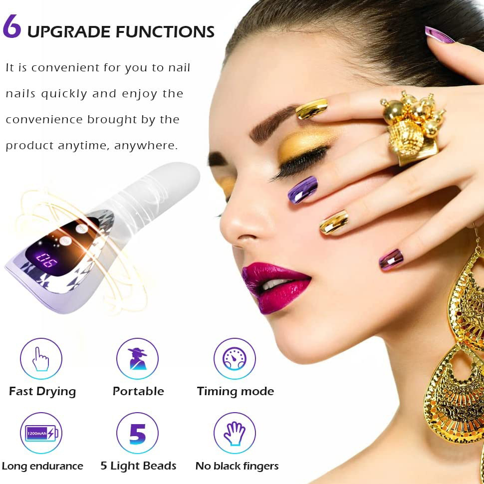 Lámpara de fototerapia de Arte de uñas recargable portátil de luz roja portátil UV/LED esmalte de uñas lámpara de hornear 2 en 1 lámpara solar al por mayor en stock