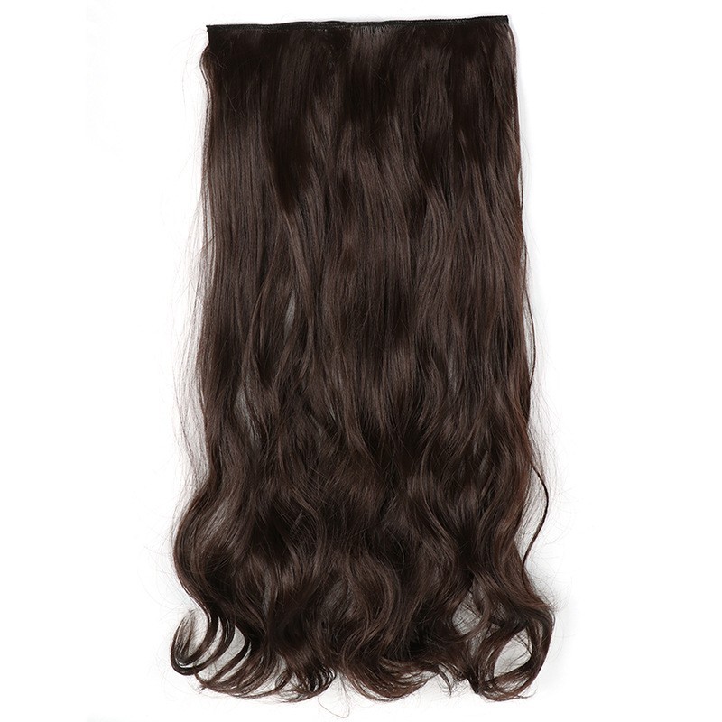 Peluca femenina cinco clips pieza rizada cinco tarjetas pieza de peluca cinco tarjetas pieza de extensión de cabello sin costuras 120g tarjeta de fibra química punto de cabello al por mayor