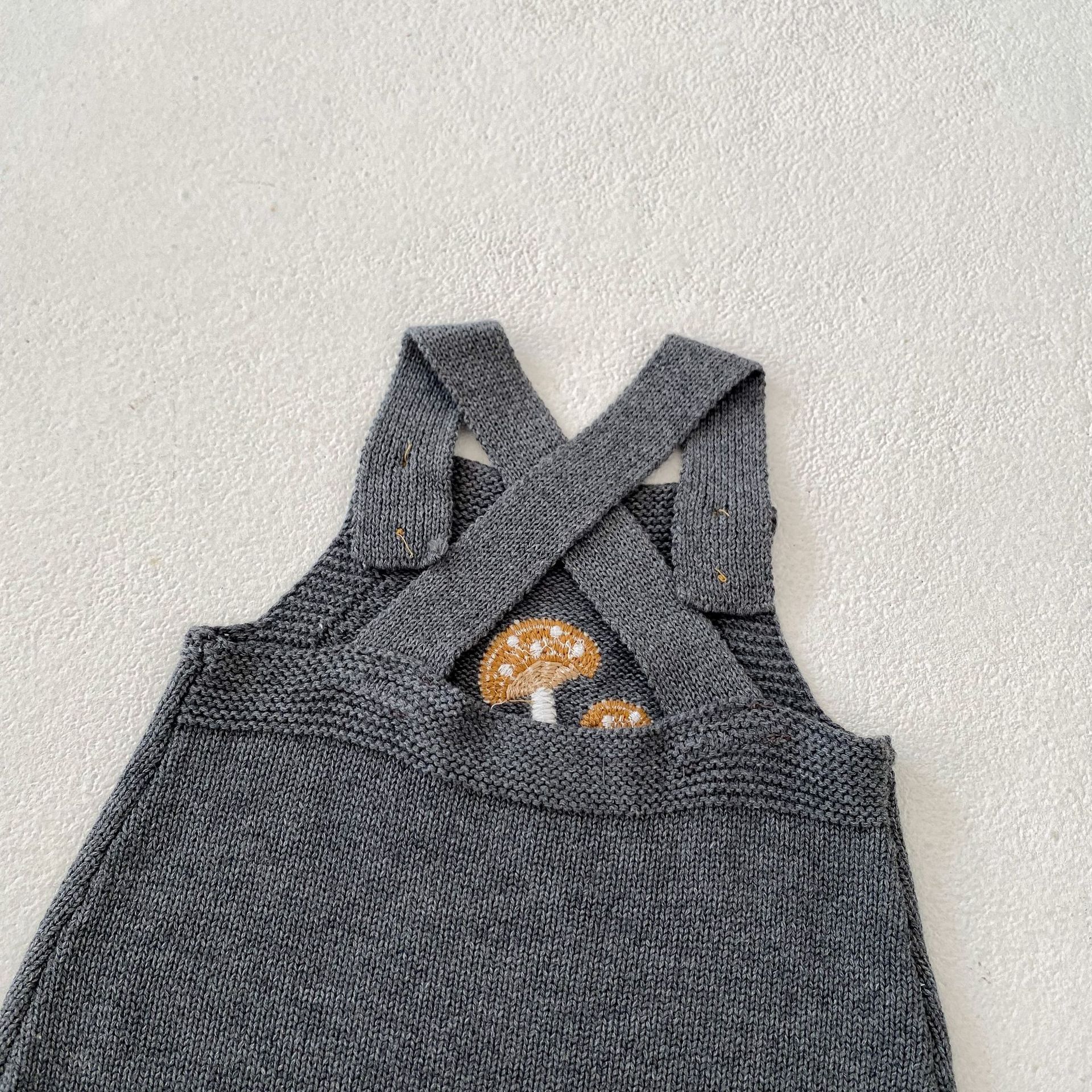 Abbigliamento autunnale 2024 per neonati, bambini piccoli, ragazzi e ragazze, giacca cardigan ricamata con funghi + kaki + ricamata_voghion.com