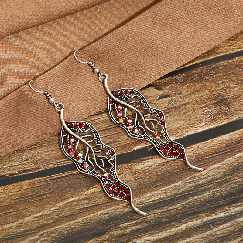 Earrings Classification Wedding, Travel, Birthday Occasion New Long Leaf Simple Women's Colored Diamond Accessories Alloy Earrings