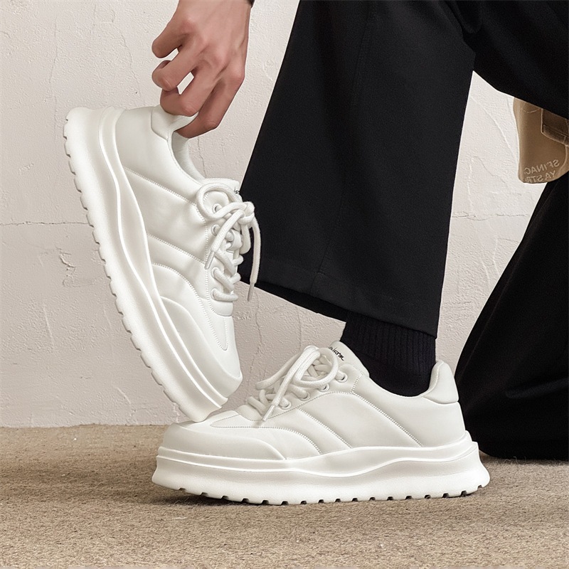 23027 Men's Shoes Summer Breathable New Casual Shoes Versatile White Thick-Soled White Shoes