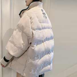 灯芯绒棉服女短款2023新款韩版宽松加厚小棉袄学生面包服冬季外套