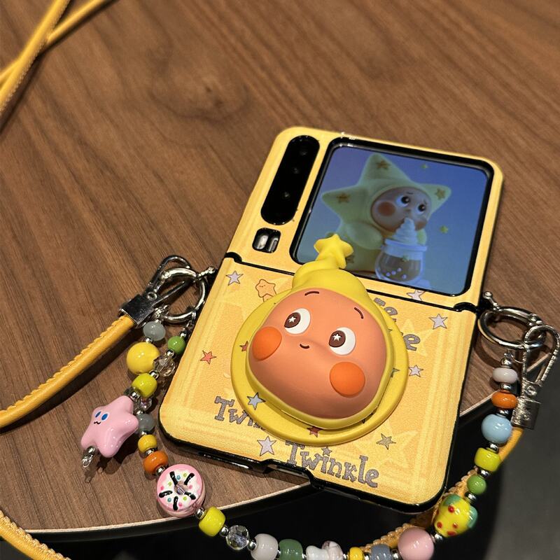 Cartoon Star Man Magnetic Suction Suitable for Huawei Purax Mobile Phone Case Collector's Edition Pocket2 Xiaomi Mixflip2 Crossbody Lanyard Samsung Galaxy Zflip765 Honor Magicvflip Set