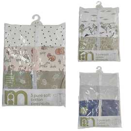 外贸纯棉宝宝爬服欧美INS新生儿男女衣服三件套包脚婴儿连体衣