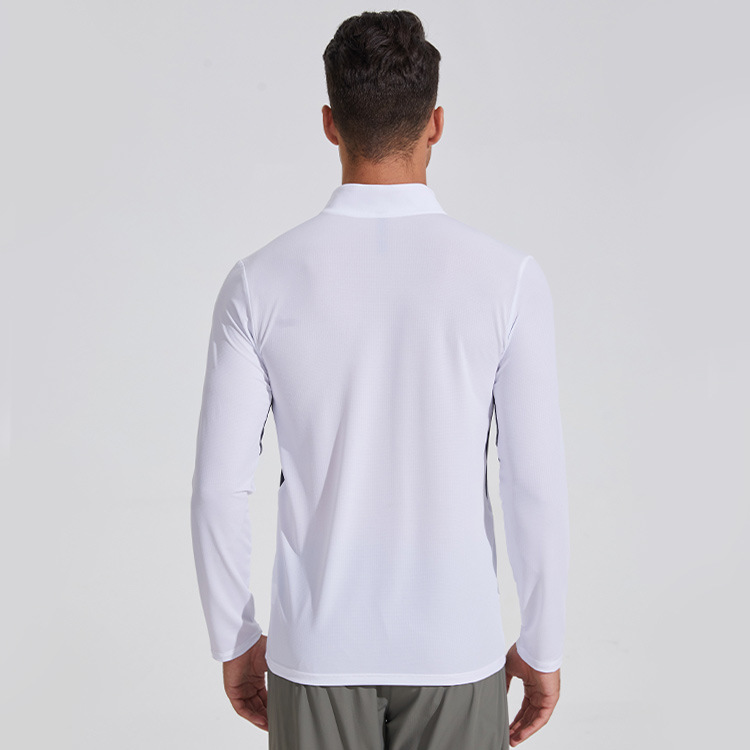 Nuevo patrón oscuro de los hombres del collar del soporte ropa de fitness deportes running entrenamiento ropa de golf de alta elasticidad de secado rápido de manga larga Camiseta de los hombres