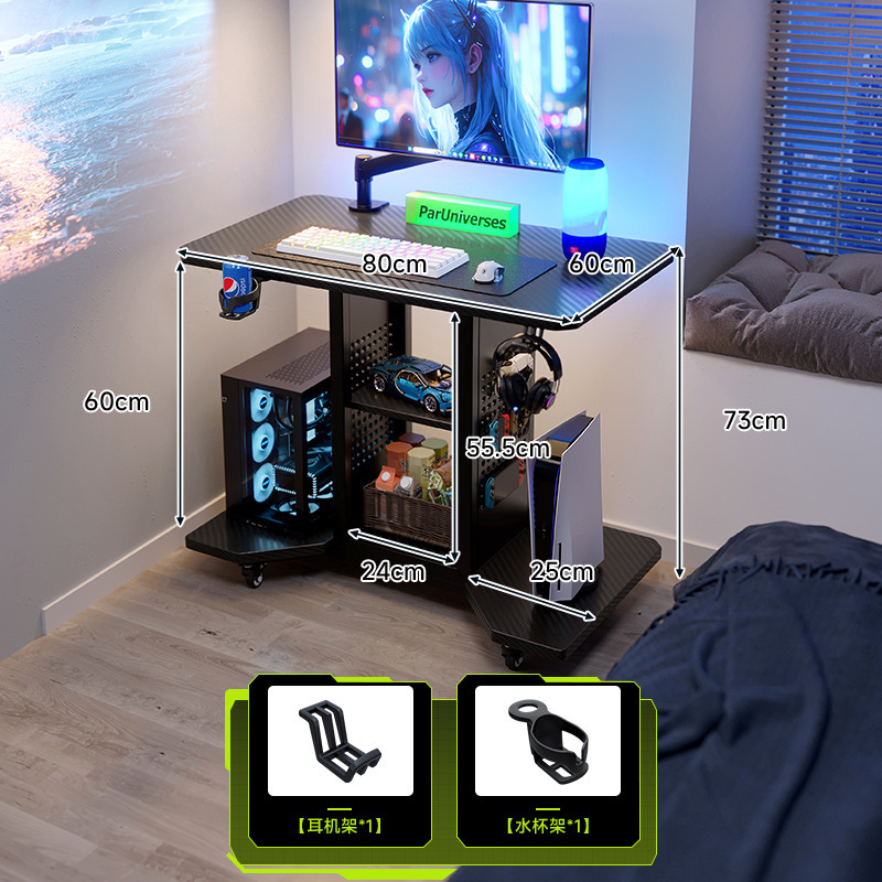 Mesa de computadora de madera sólida pequeña mesa de dormitorio doméstica de deportes electrónicos escritorio puede colocar la computadora principal pequeña mesa móvil agujero al lado de la cama placa agujero