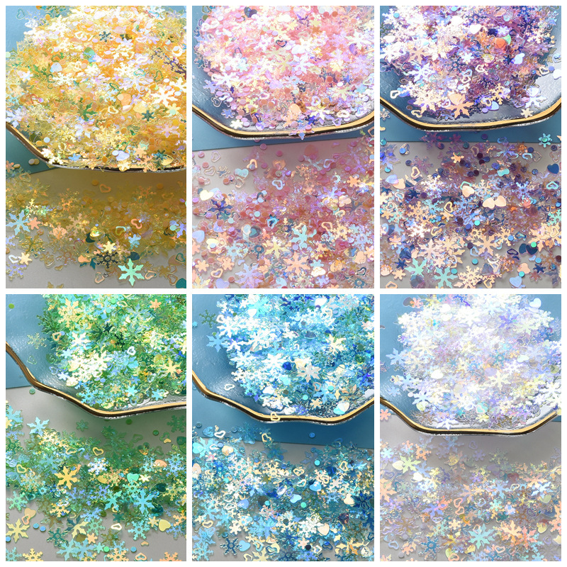 Ice Transparent Christmas Snowflake Mixed Sequin Mobile Phone Case Patch DIY Slime Filling Hair Accessories Accessories Material