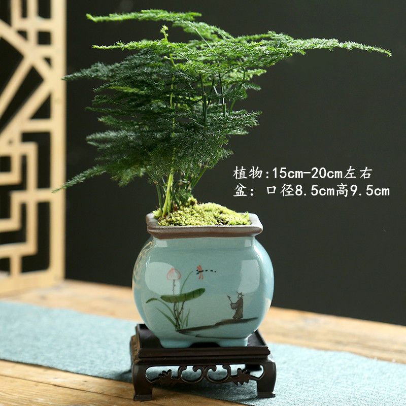 Ge Yao 손으로 그린 로터스 + 아스파라거스 + 사각 트레이