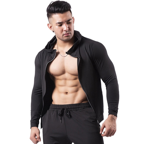 Cape-style padded sport coat for men, suitable for autumn and winter, high elasticity quick-drying fitness clothing, training, sweat-breaking basketball sportswear