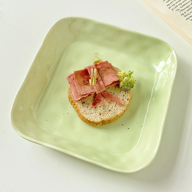 ins风陶瓷方形盘高颜值餐具盘子批发家用盘菜盘餐盘甜品盘早餐盘|undefined