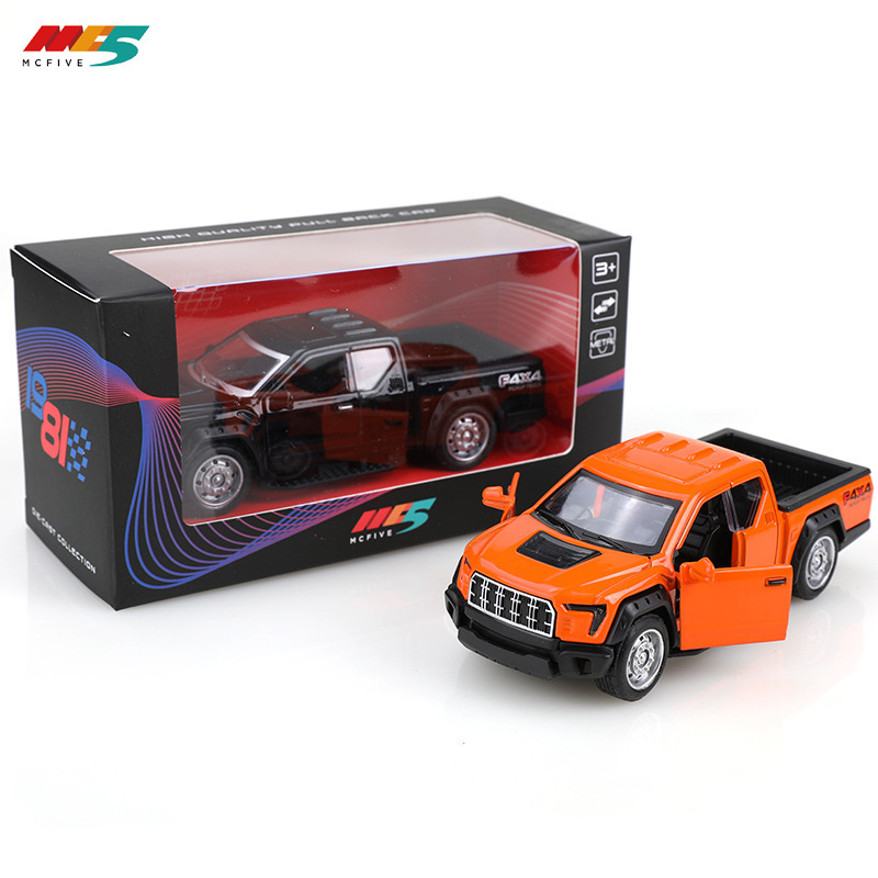 1:36 Pickup Truck F150 Raptor Off-Road Alloy Double Door Kidsren's Pull Back Artificial Toy Model Car Wholesale Cross-Border
