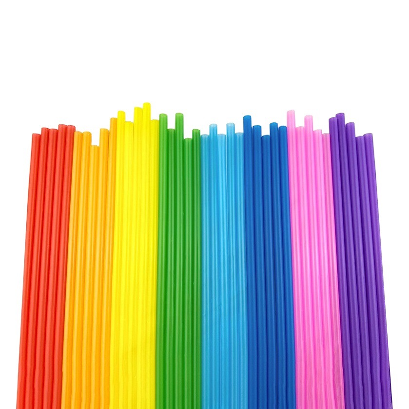 En stock suministro desechable de plástico color paja kindergarten los niños hecho a mano DIY tubo colorido tubo recto 100 unidades