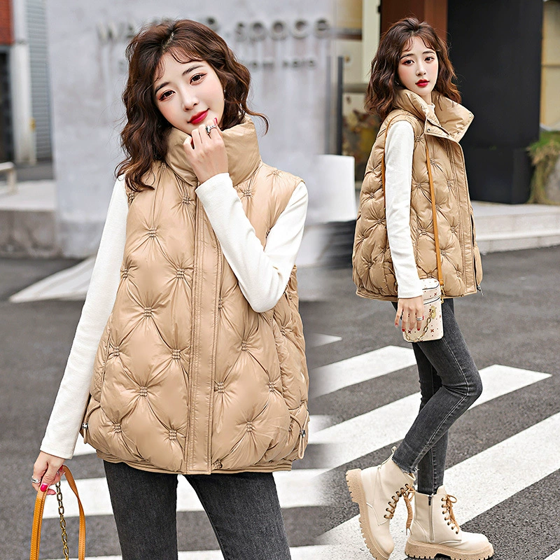 Модный пуховый хлопковый жилет с ярким лицом, женский осенне-зимний новый короткий жилет в Корейском стиле, жилет, куртка, поколение внешней торговли, оптовая продажа