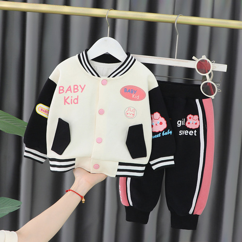 Children's Autumn Set New Fashion Baby Toddler Baseball Suit Sports Two-Piece Coat for Kids 2058