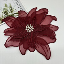 4层立体绣刺绣电脑绣品胸花尖叶毛衣贴花时装服饰搭配童装舞蹈裙