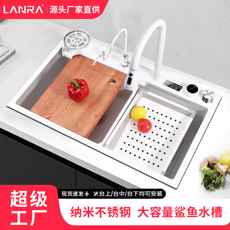 Raindance Waterfall Digital Display White Nano Internet Celebrity Large Single Slot Dishwasher Table Controlled Sewage Kitchen Dishwasher