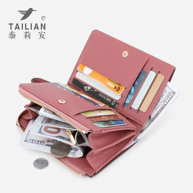 2023 tylian Nueva Cruz patrón pu billetera de las mujeres de gran capacidad transfronteriza billetera corta ins fábrica al por mayor