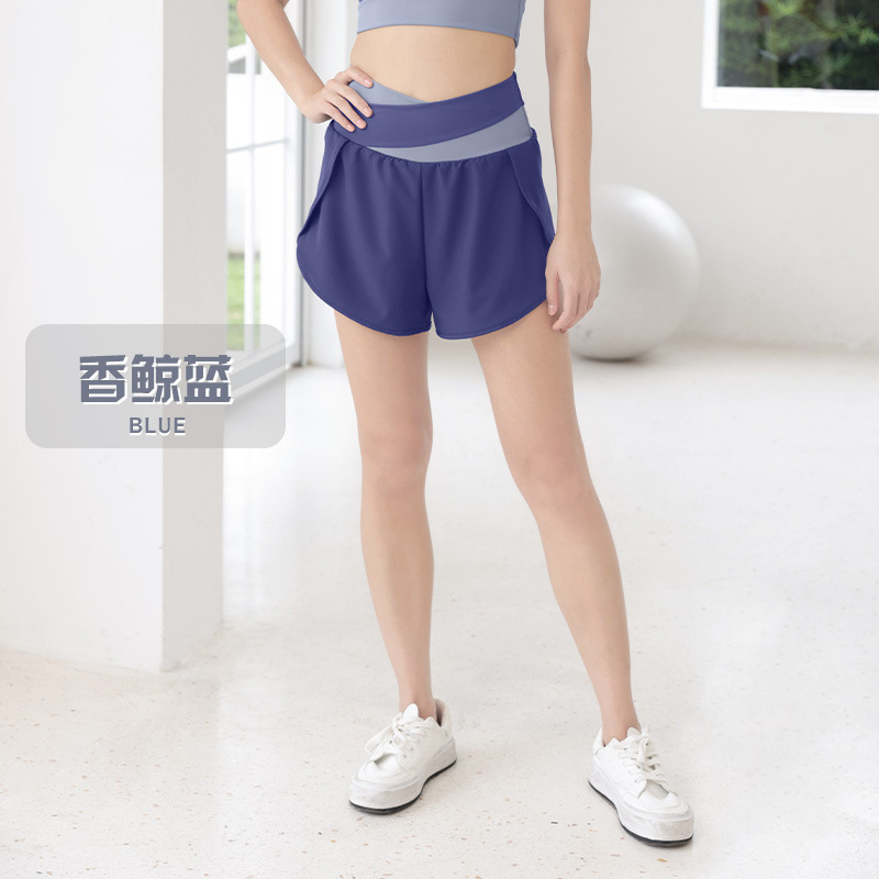 Personalizado Juyitang procesamiento de dos piezas de pantalones cortos de yoga falsos a juego de colores pantalones cortos deportivos antideslumbrantes pantalones deportivos para correr