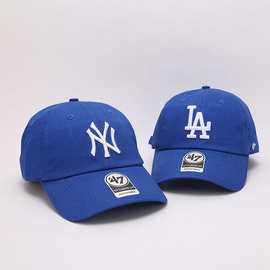 新款47brand帽软顶LA蓝色棒球帽美式复古男女NY显脸小情侣鸭舌帽