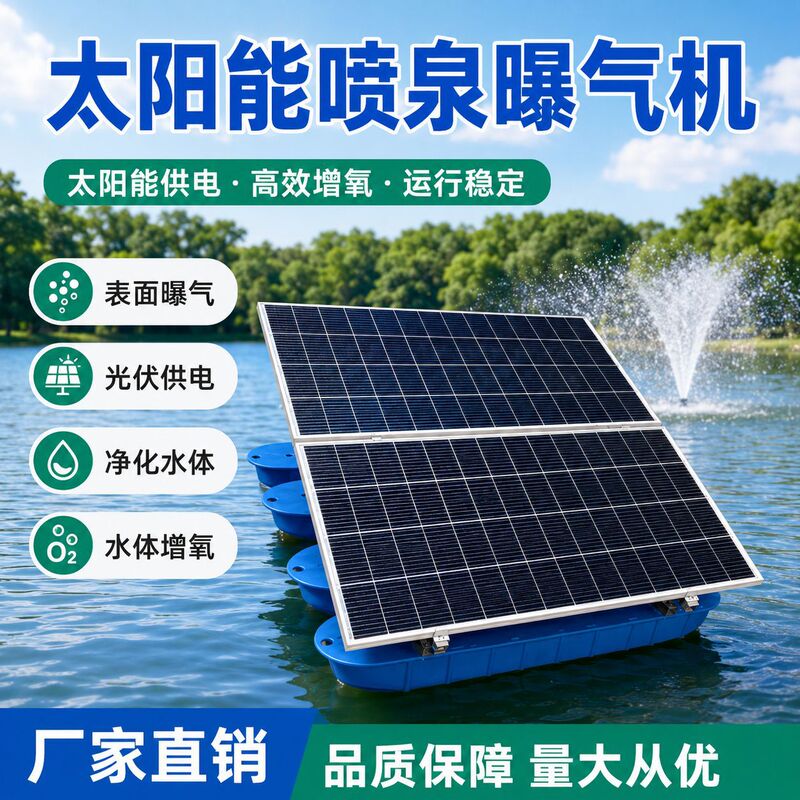 Solar-powered fountain aerator, jet stream oxygenator for fish ponds, river landscapes, and lakes, purification and circulation flow aerator equipment Solar-powered fountain aerator, jet stream oxygenator for fish ponds, river landscapes, and lakes, purification and circulation flow aerator equipment
