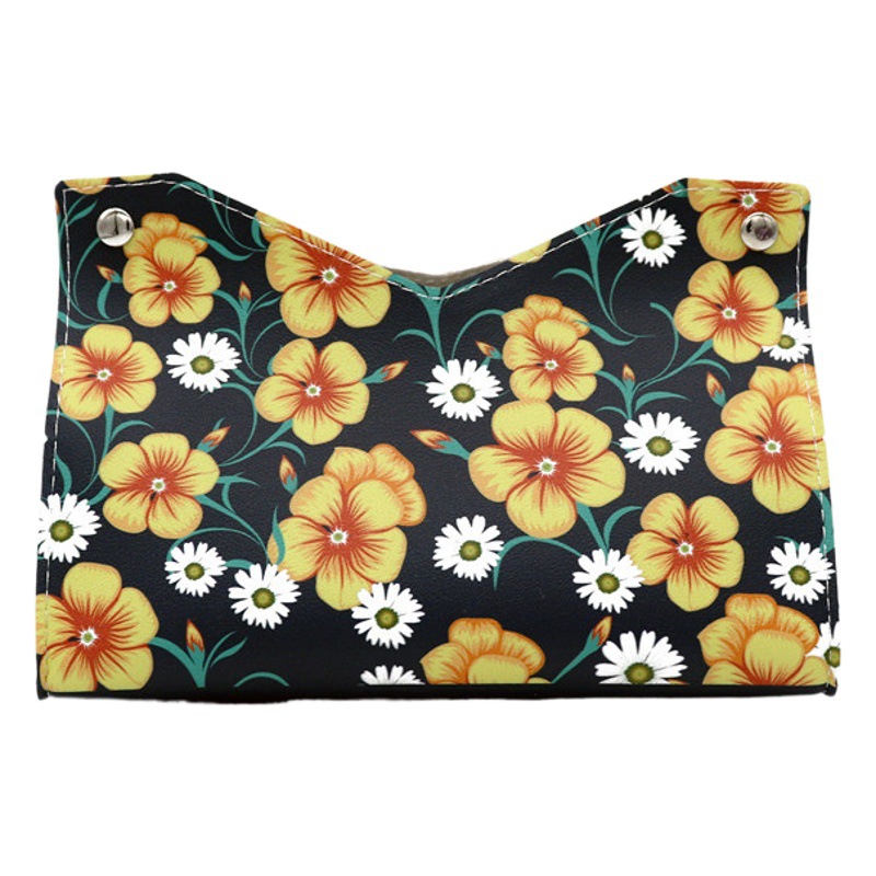 Flor creativa caja de pañuelos de cuero sala de estar mesa de café caja de pañuelos dormitorio estudio bolsa de tejido caja de papel de coche