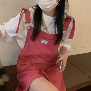 背带裤女夏季女学生韩版宽松显瘦网红黑色高腰短裤2026新款工装裤