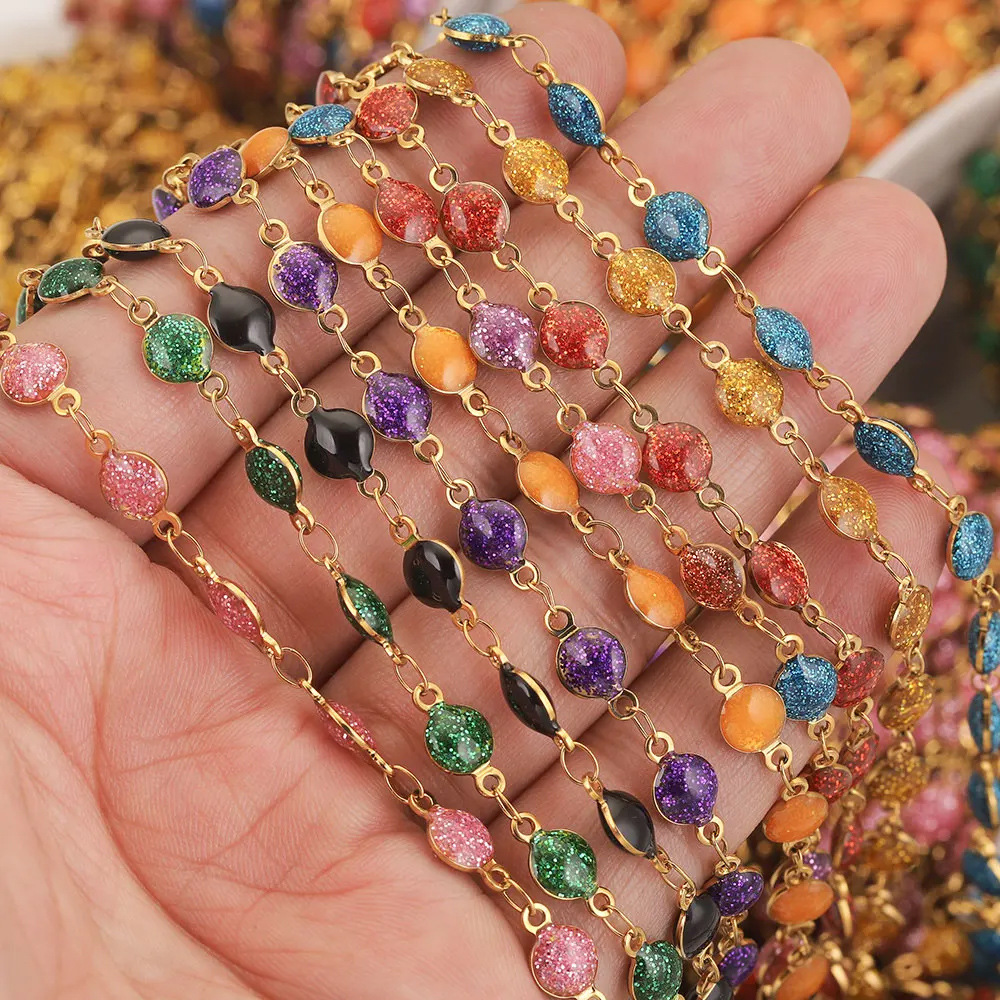 Acero inoxidable goteo de aceite esmerilado cadena hecha a mano 18K vacío galvanoplastia DIY accesorios de la joyería titanio acero collar pulsera fabricación