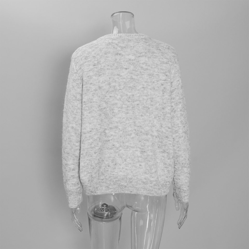 Áo khoác cardigan len nữ cổ tròn dài tay cài một hàng cúc phong cách retro thanh lịch — Màu trắng, Màu xám đậm, Xanh da trời, Xanh lá cây chi tiết 33